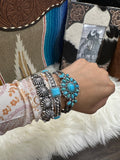 Turquoise Floral Cluster Stretch Bracelet Set