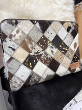 Load image into Gallery viewer, Brown/White Cowhide Laptop Sleeve
