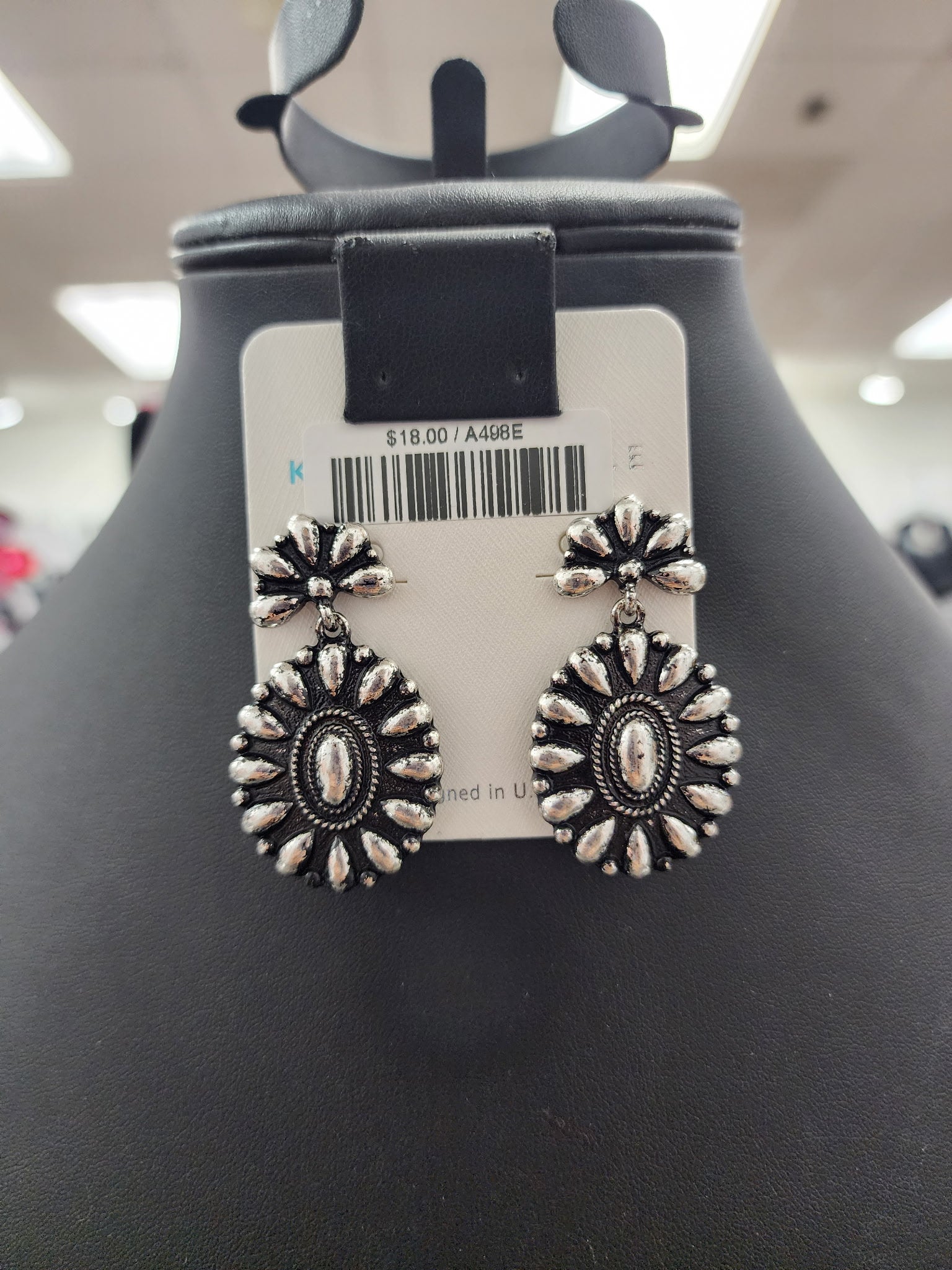 Silver Floral Stamped Cluster Post Earrings