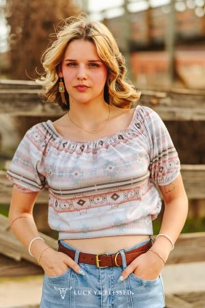 Peach Ruffle Sleeve Top