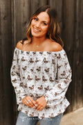 Western Horse Ruffle Top