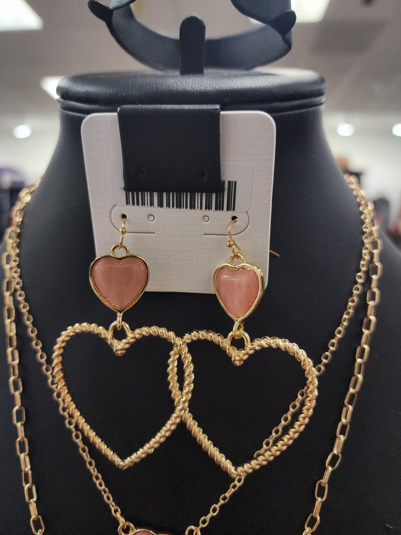 Peach Heart Fishhook Earrings