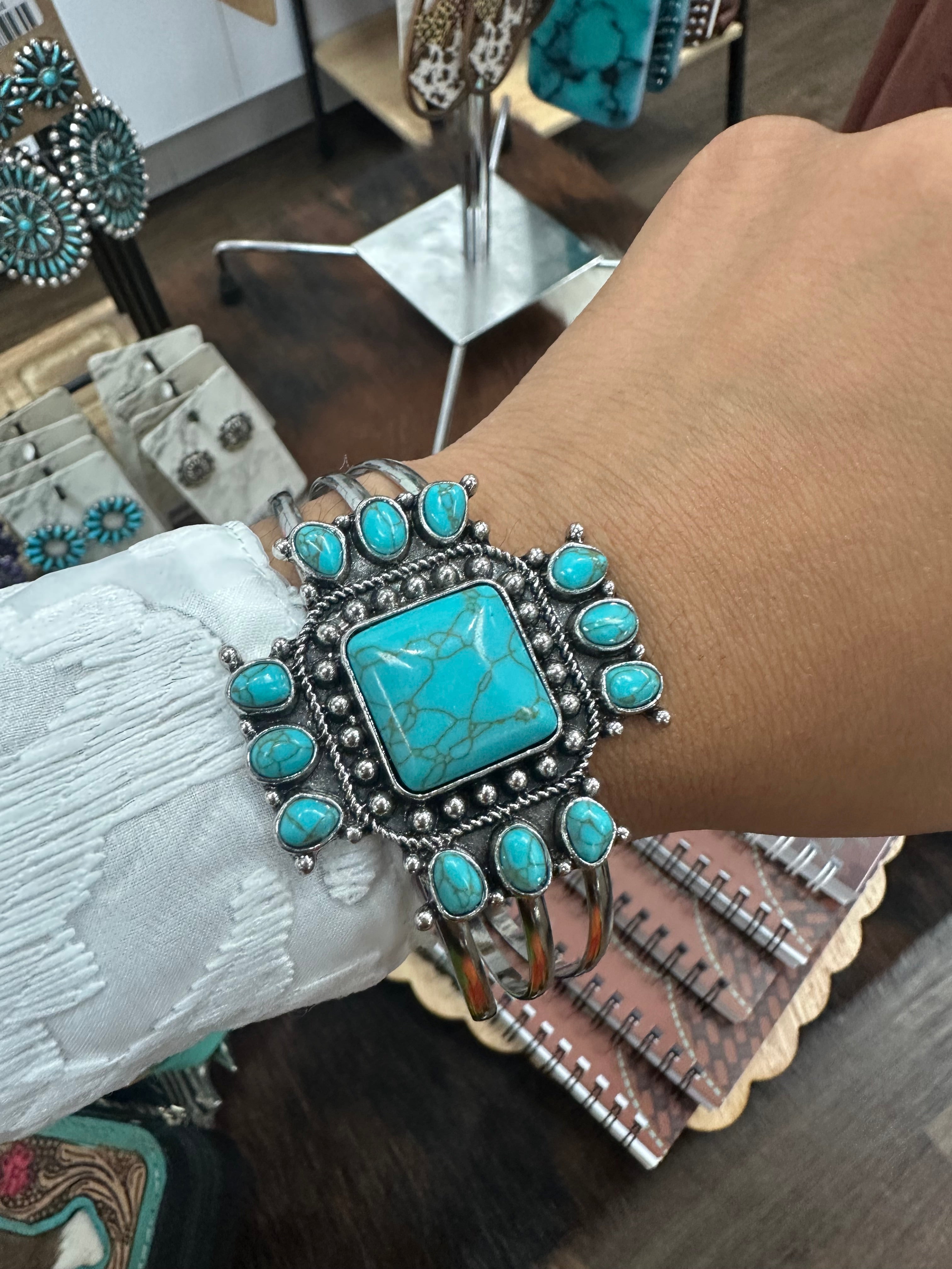 Turquoise Western Cross Cuff Bracelet