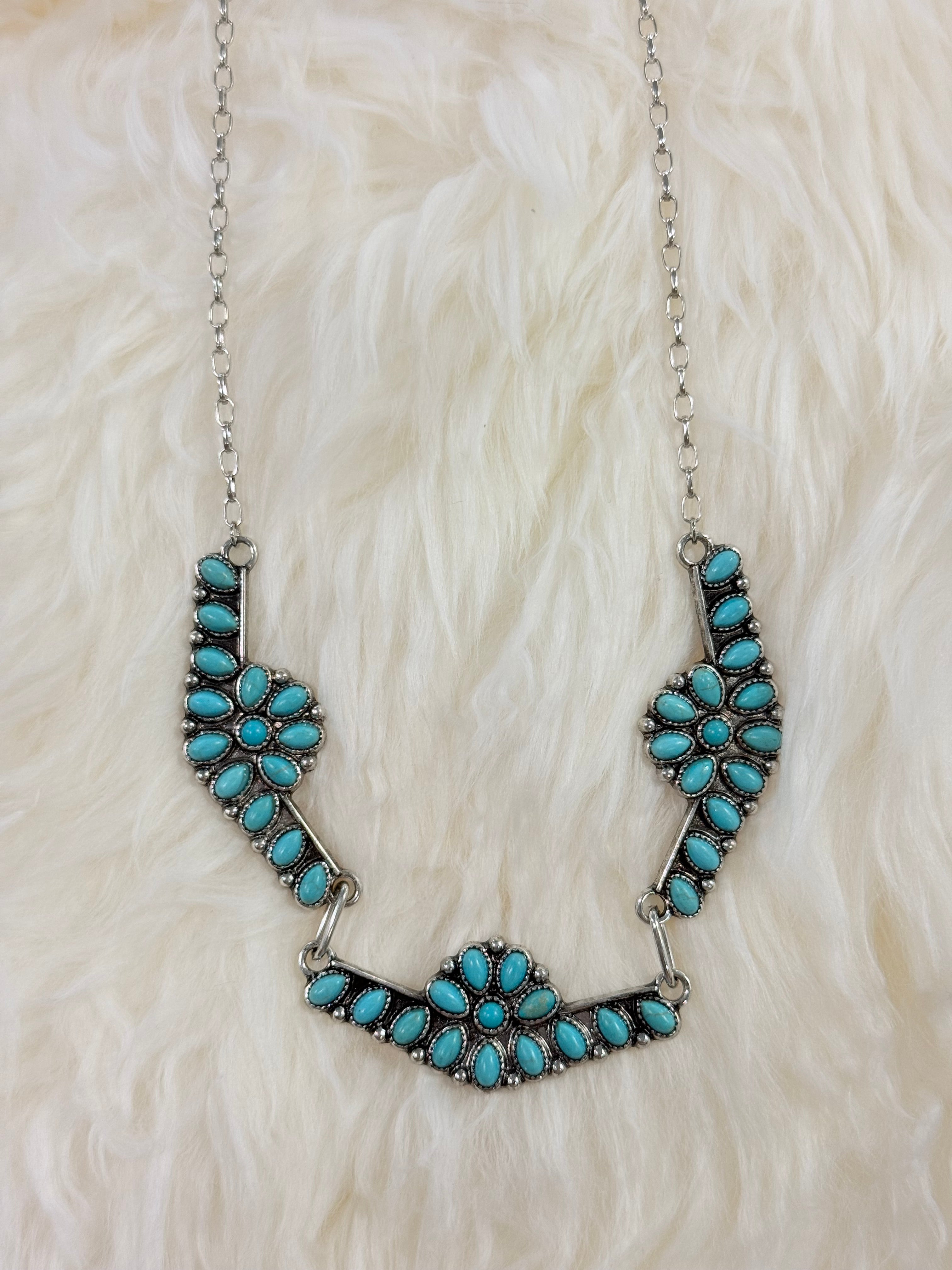 Turquoise Cluster Necklace