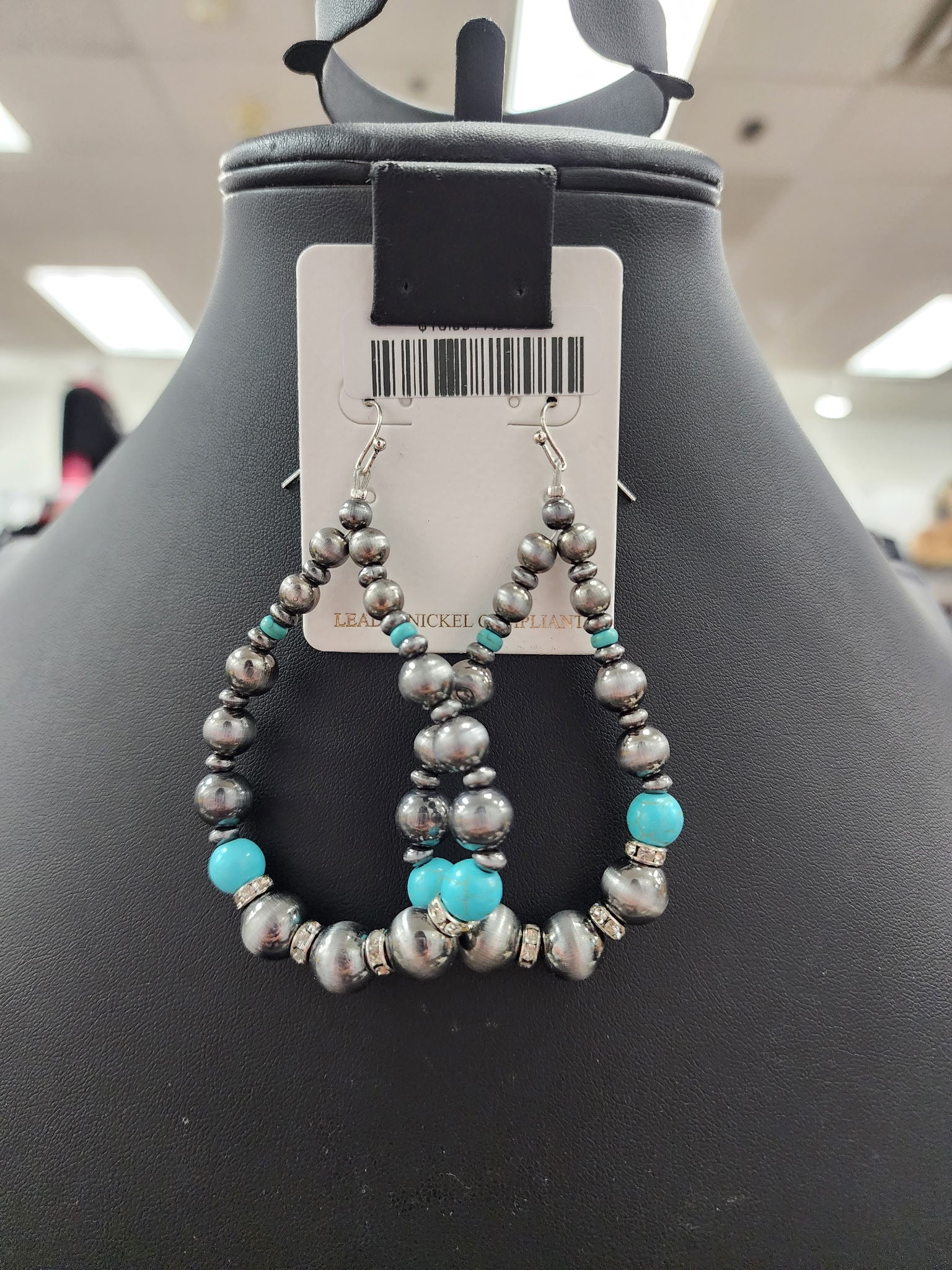 Turquoise Pearl Hoop Fishhook Earrings
