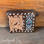 Beaded Cross Leather Men's Wallet