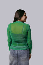 Lucky in Rhinestones Mesh Top