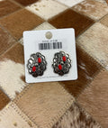Coral Stone Concho Post Earrings