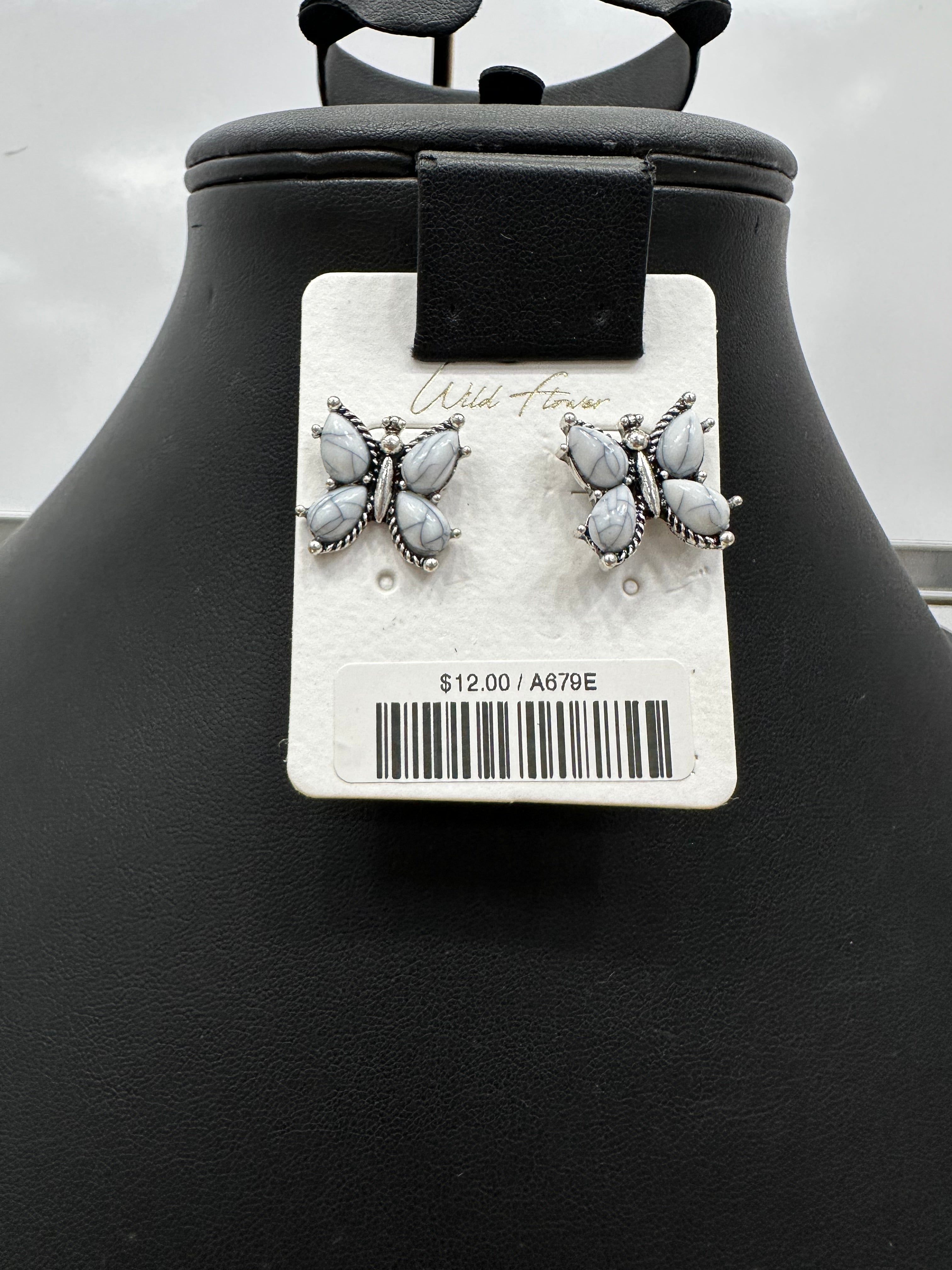 White Butterfly Post Earrings