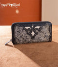 Trinity Ranch Black Boot Stitch Cowhide Wallet