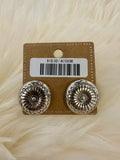 Silver Round Stamped Post Earrings