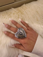 Stamped Heart Cuff Ring