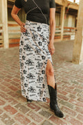Rodeo Print Slit Skirt