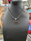 Silver Rose Heart Pendant Necklace