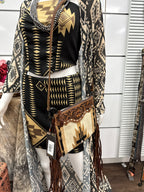 Hand Tooled Leather Woven Fringe Crossbody