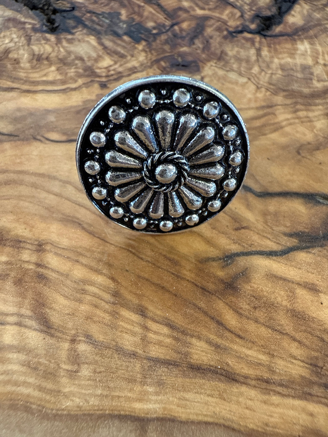 Round Stamped Concho Cuff Ring