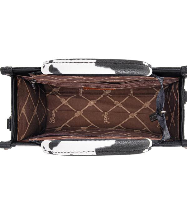 Wrangler Black Cow Print Mini Tote Crossbody