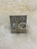 Silver Stamped Hoop Post Earrings