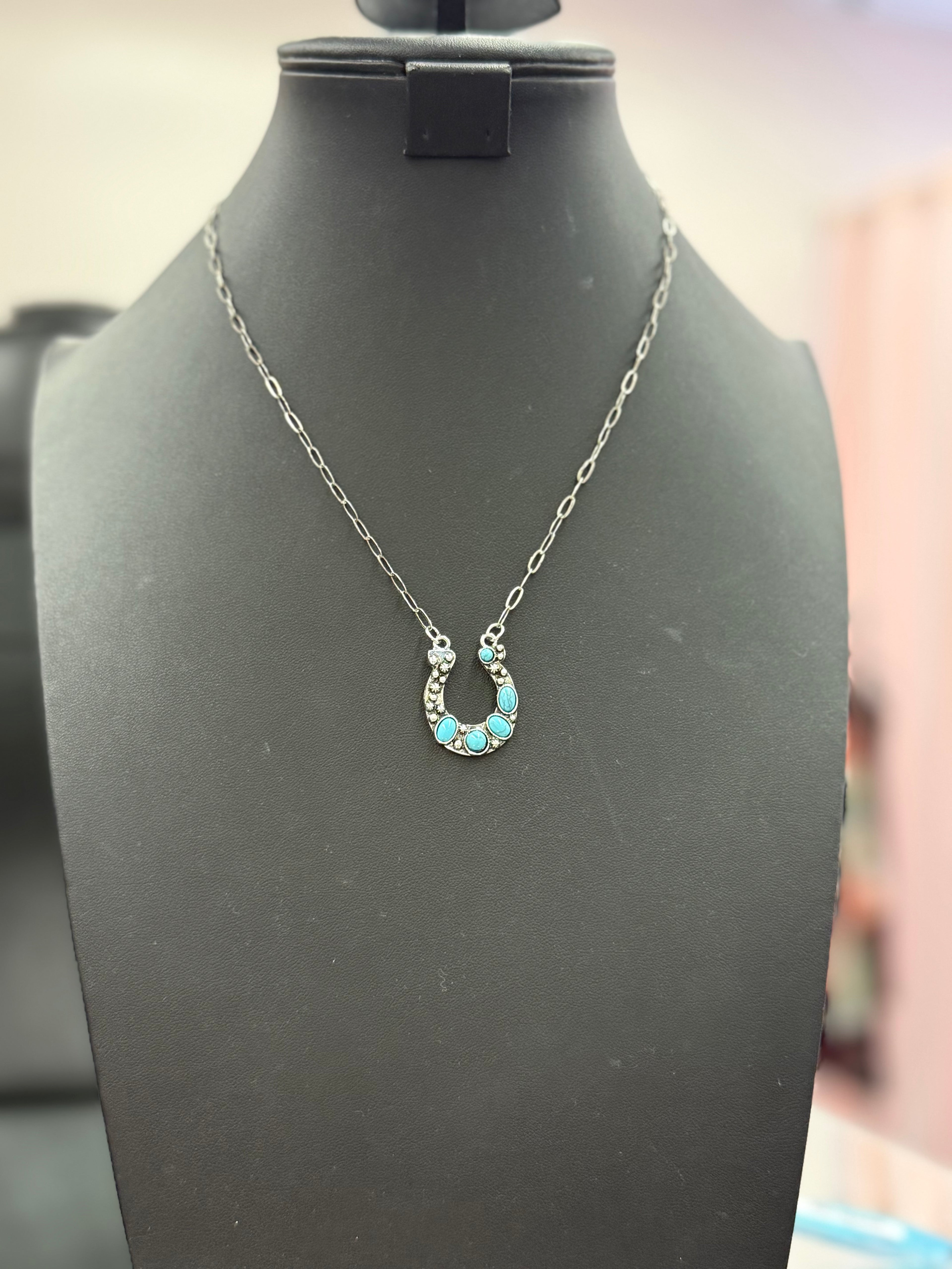 Turquoise Horseshoe Bead Necklace