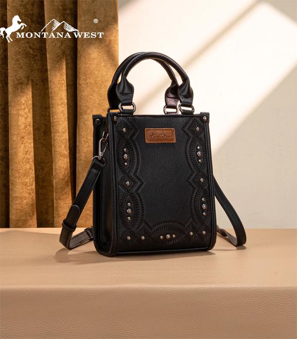 Montana West Black Scroll Stitch Mini Crossbody