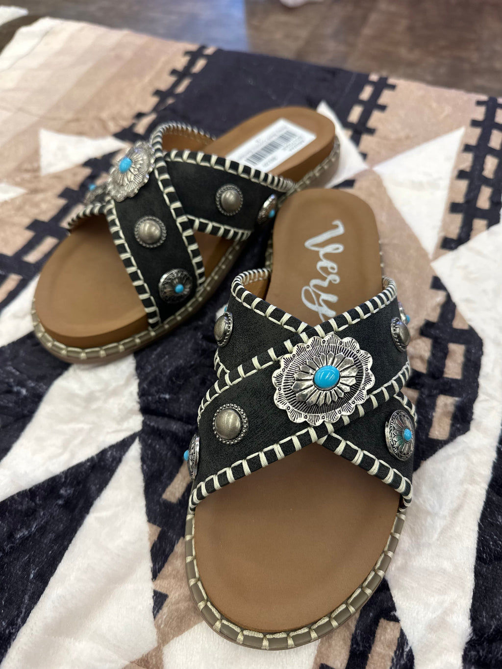 Betsy Black Concho Sandals