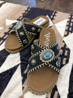 Betsy Black Concho Sandals