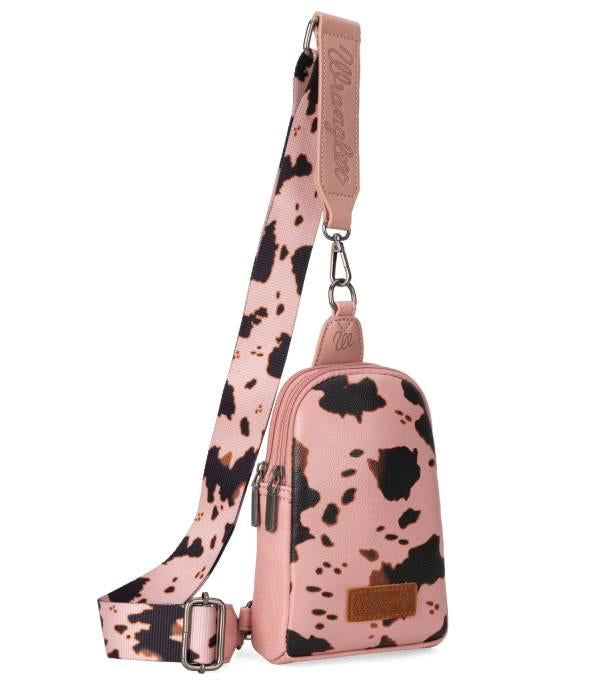 Wrangler Pink Cow Print Sling Bag