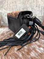 Tooled Leather Cowhide Fringe Crossbody Purse