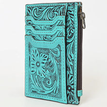 Load image into Gallery viewer, Turquoise Tooled Leather Card Wallet
