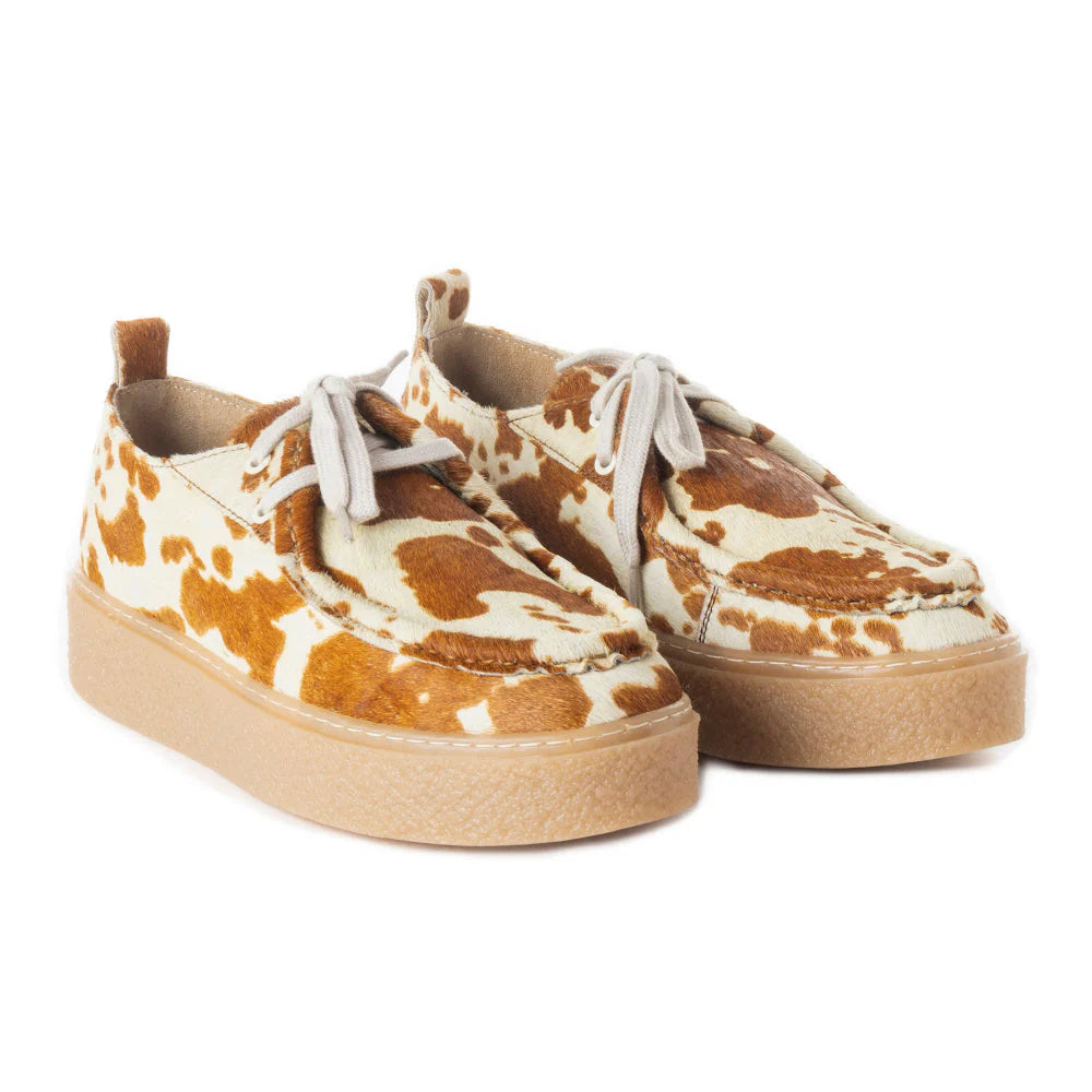 Cushy Cowhide Brown Print Sneakers