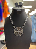 Round Stamped Pendant Necklace