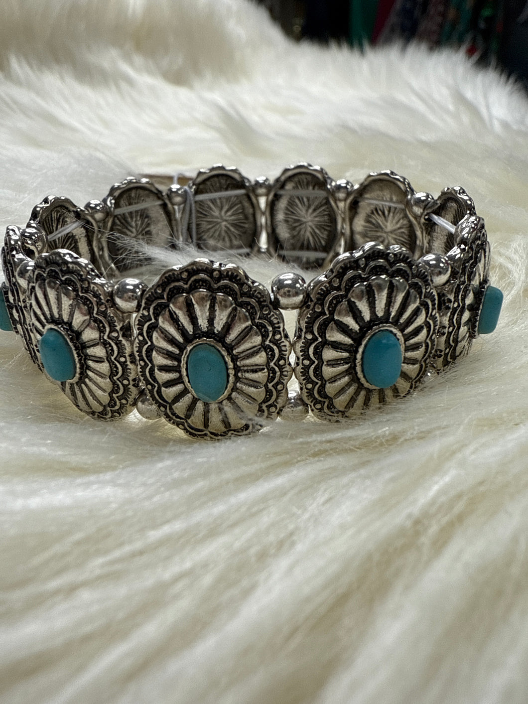Turquoise Concho Stretch Bracelet