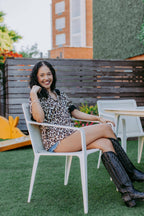 Leopard Lace Puff Sleeve Top
