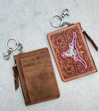 TAN Cowhide Leather Keychain Wallet Longhorn Thunderbird