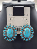 Turquoise Stone Cluster Fishhook Earrings