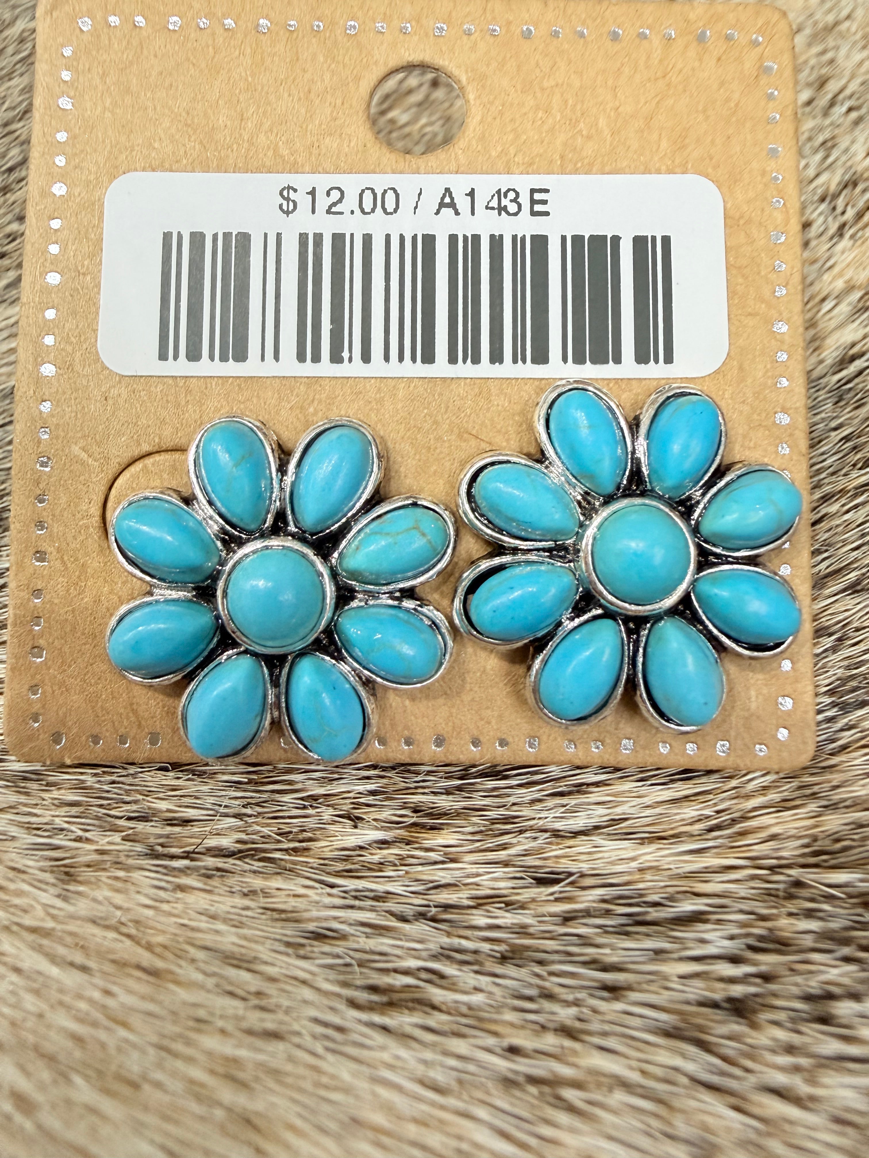 Turquoise Floral Post Earrings