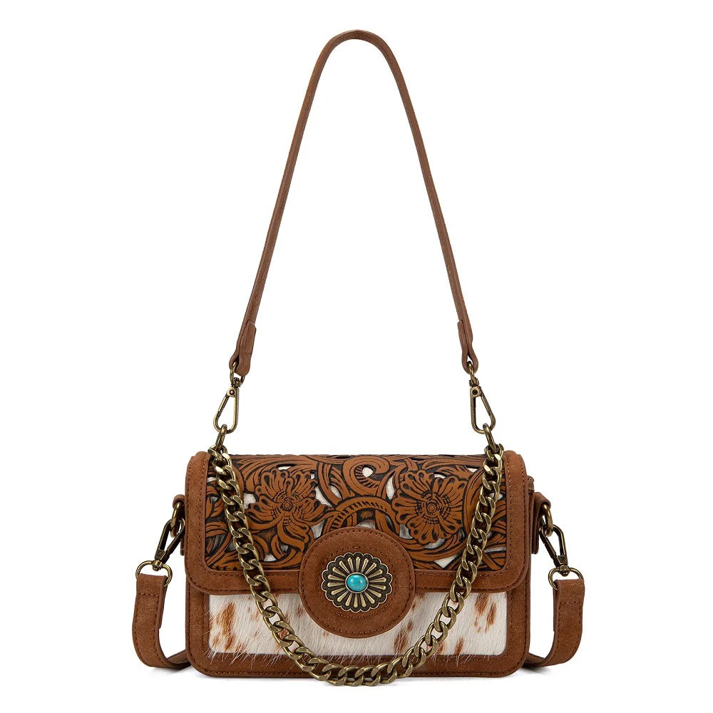 Trinity Ranch Brown Floral Concho Crossbody
