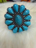 Turquoise Large Cluster Cuff Bracelet