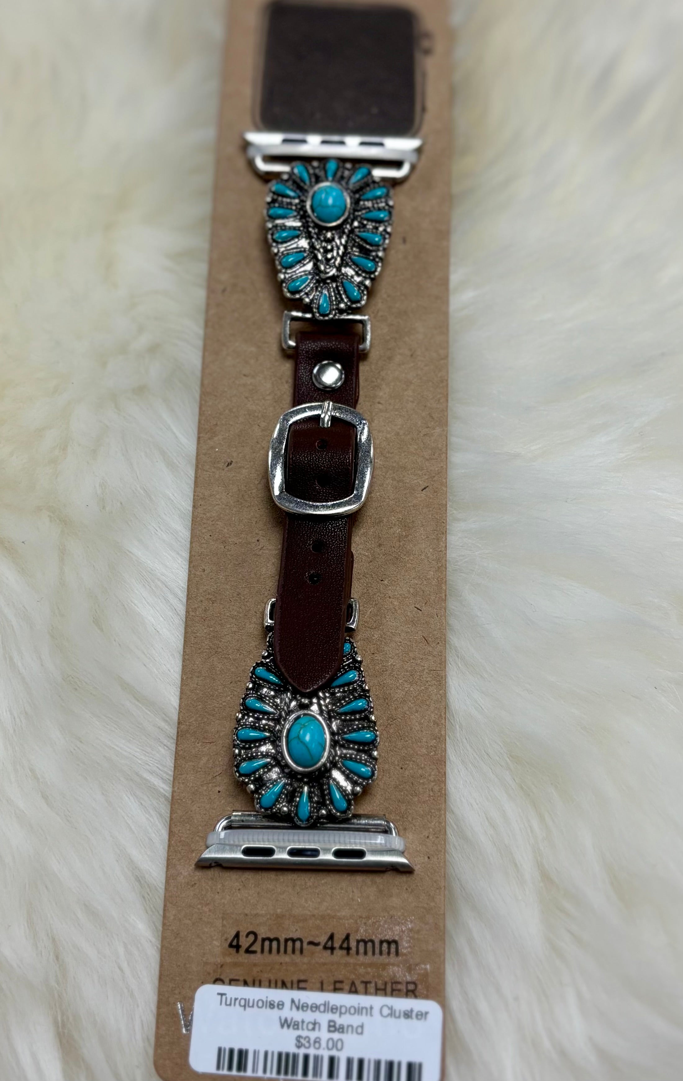 Turquoise Needlepoint Cluster Watch Band