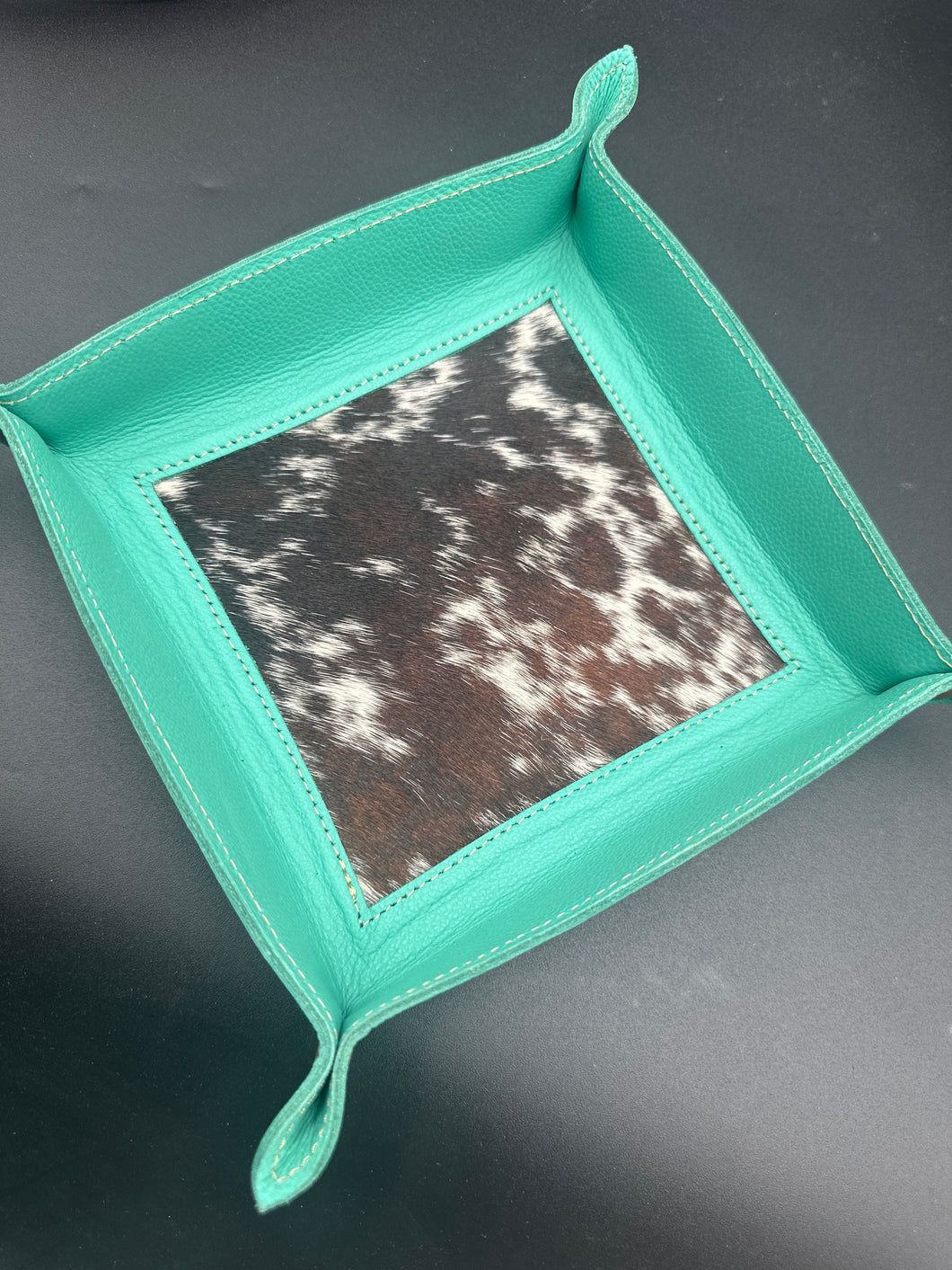 Turquoise Cowhide Jewelry Tray