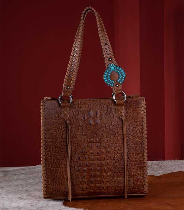 Wrangler Brown Embossed Croc Tote