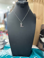 Turquoise Boot Scroll Letter Necklace