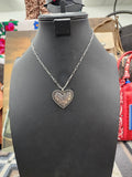 Silver Scroll Heart Pendant Necklace