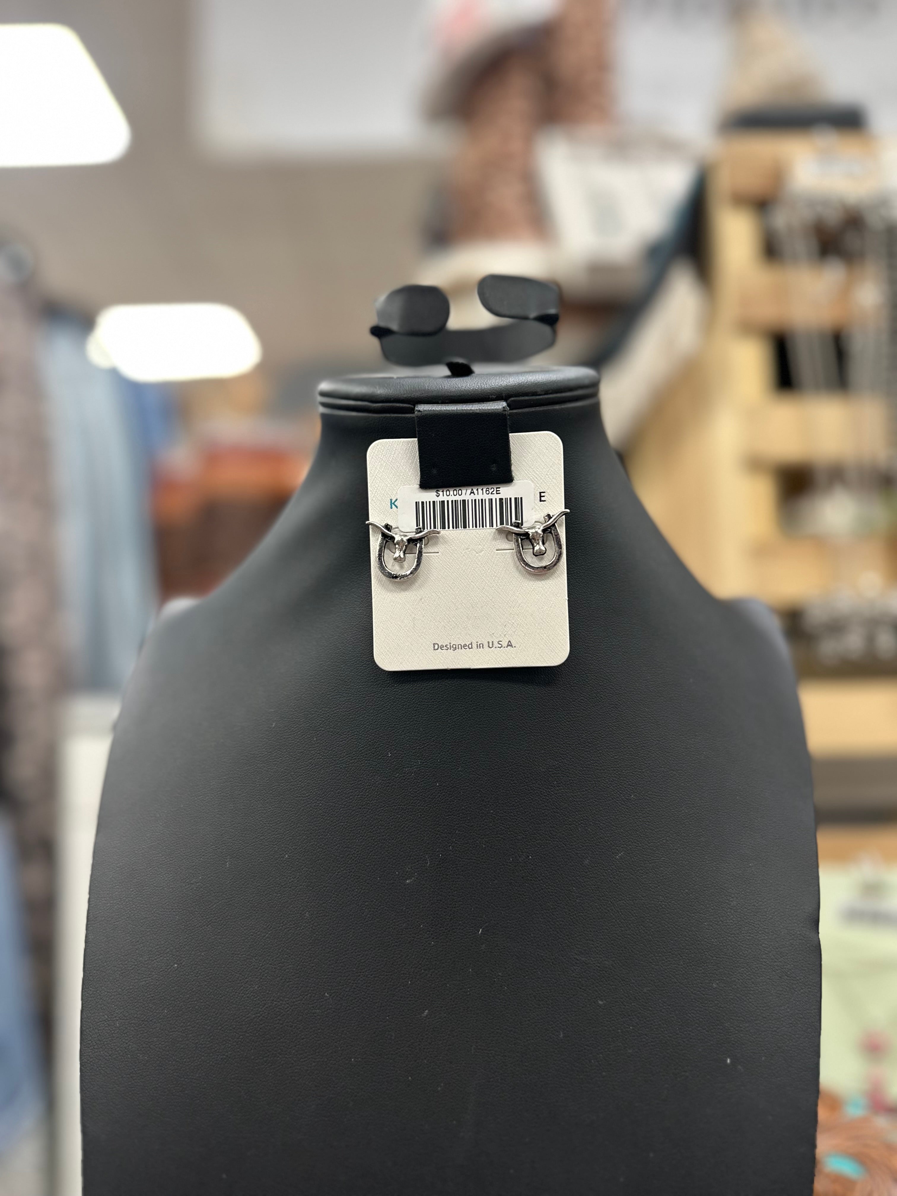 Longhorn Horseshoe Post Earrings