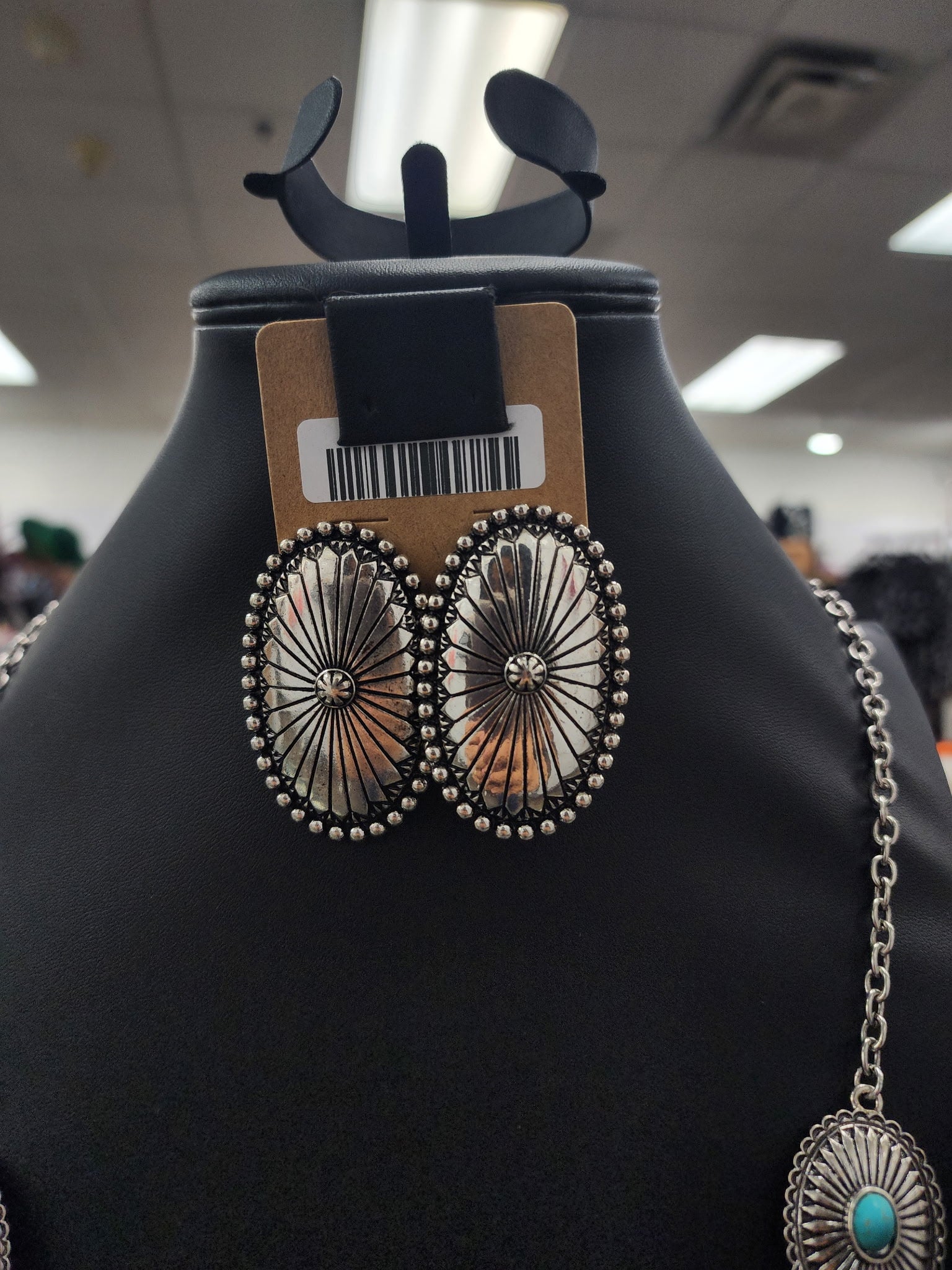Oval Stamped Concho Post Earrings