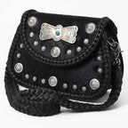 Black Cowhide Ribbon Shoulder Bag