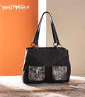 Trinity Ranch Black Embossed Cowhide Shoulder Bag