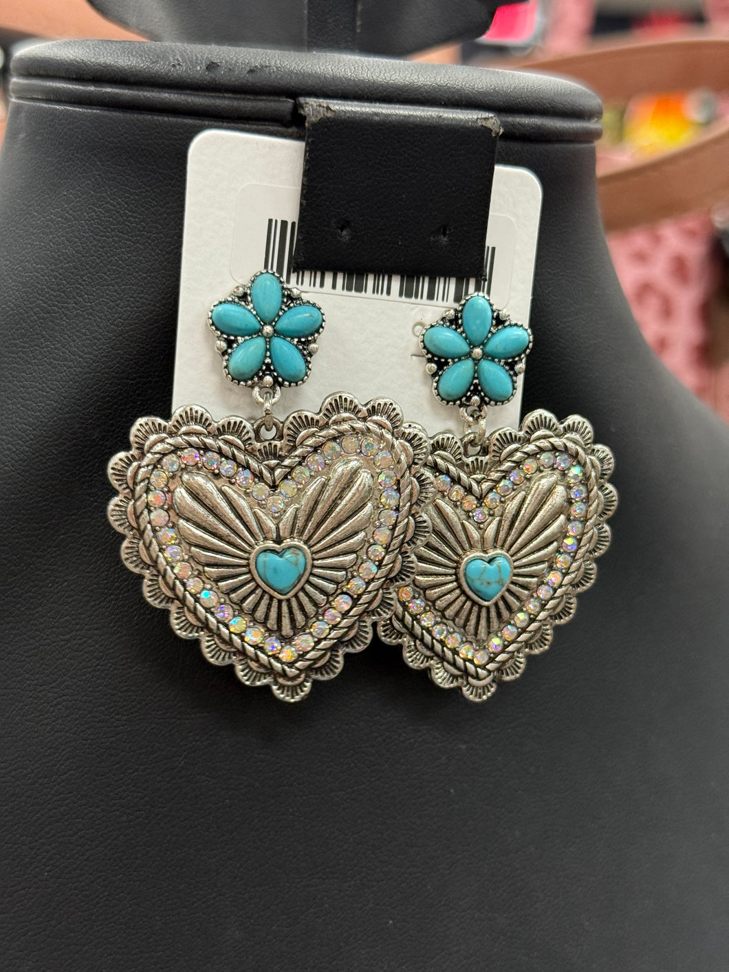 Crystal Heart Cluster Post Earrings