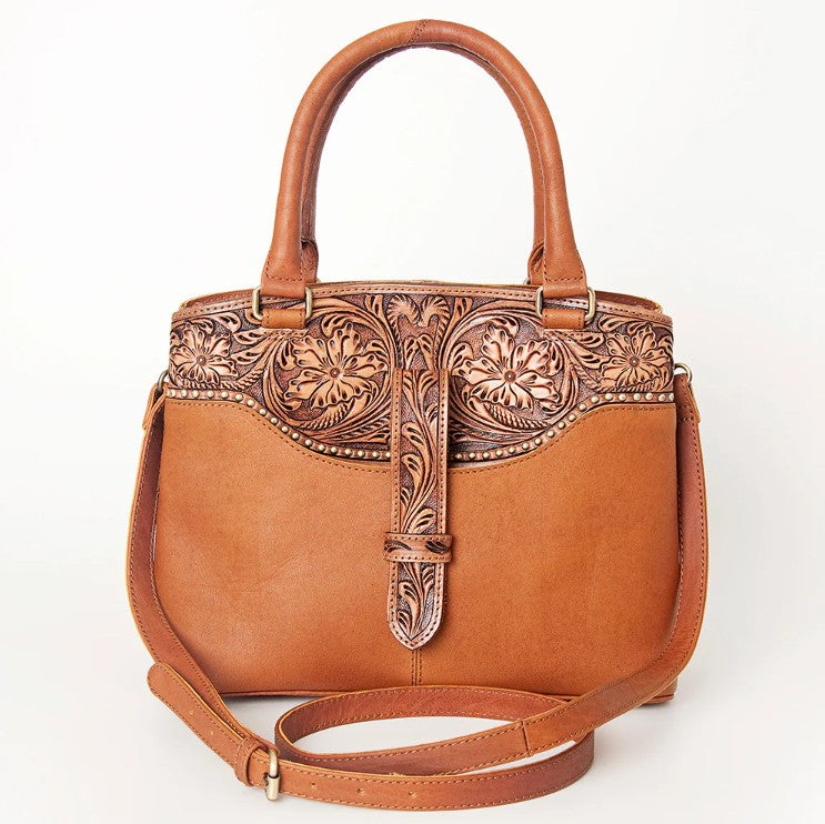 Hand Tooled Leather Tote Crossbody