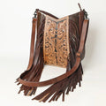 Hand Tooled Fringe Hair-On Crossbody Bag